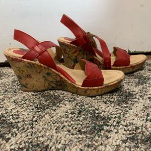 BOC Size 9 Red Cork Wedge Heel worn once! 2 inch
